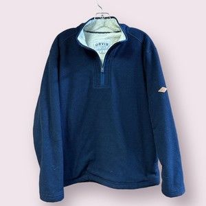 Orvis Men’s Sherpa Lined Deep Pile 1/4 Zip Pullover Size Large Sweater